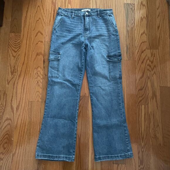 KanCan Denim - Kancan Aspen Wide Leg Cargo Jeans 11 29 KC5504M Distressed Stretch Denim Casual